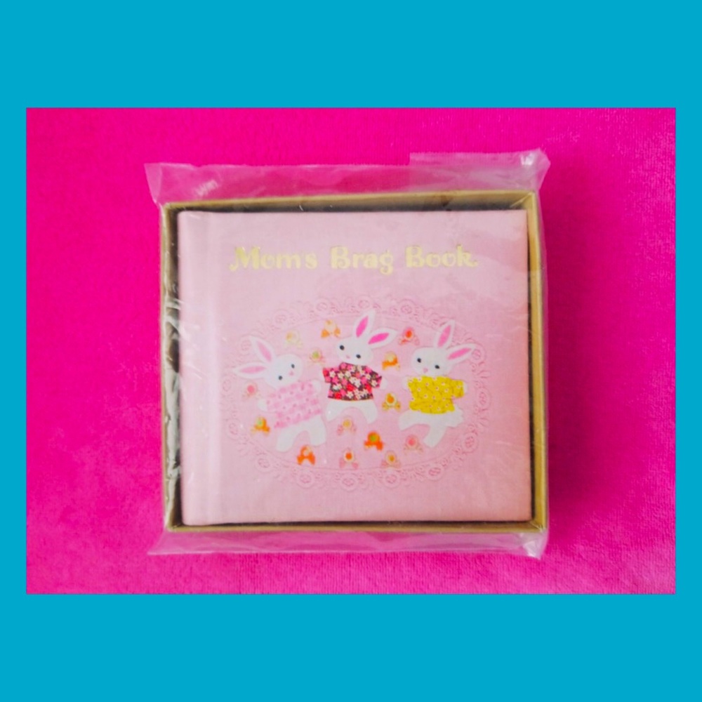 Mom’s Brag Book VTG 70s Snapshot Book Photo Album Gibson NIB cute bunny graphics